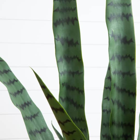 3ft. UV Resistant Artificial Snake Plant in White Decorative Planter